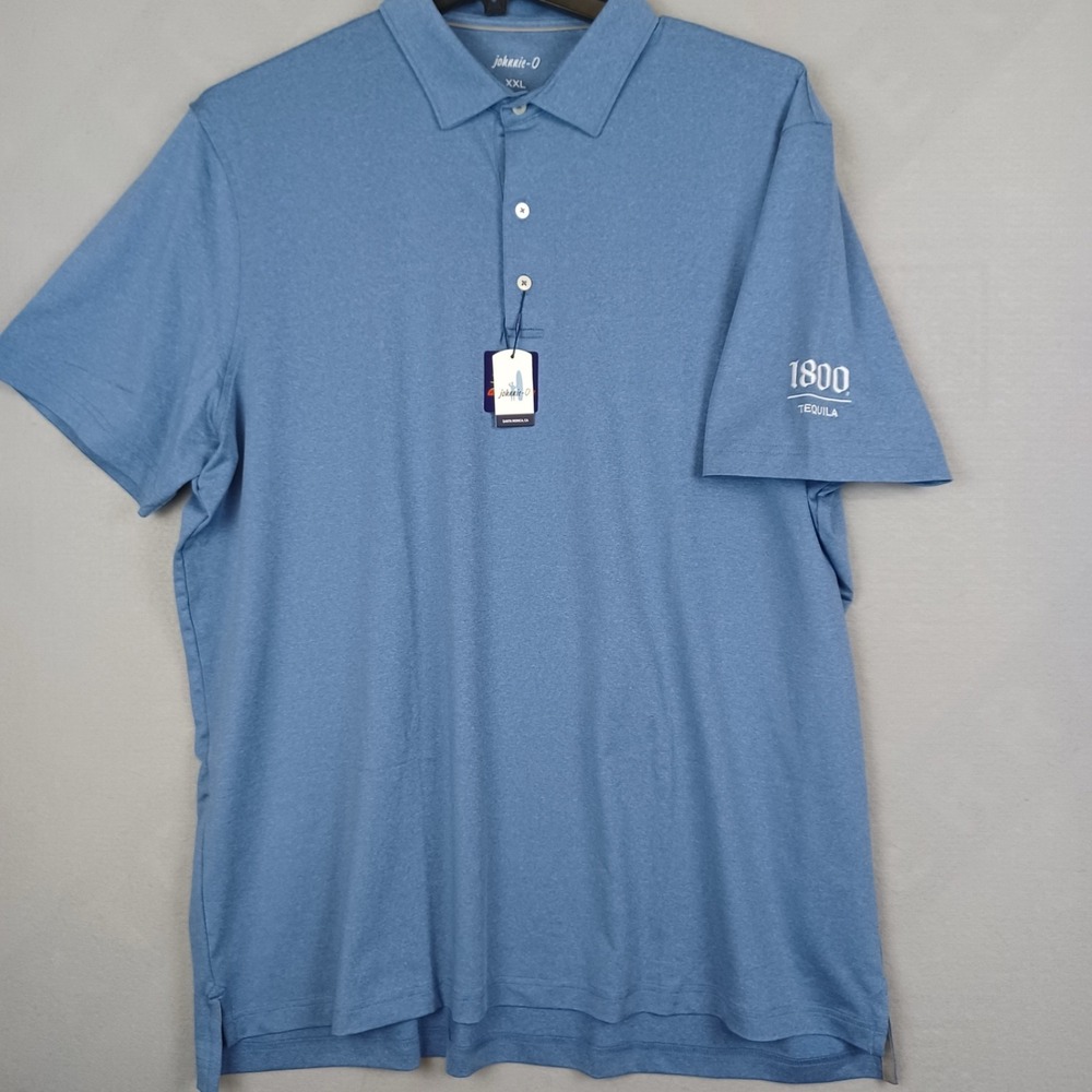 Johnnie-O 1800 Tequila Blue Performance Polo Shirt Mens XXL UPF 50 Golf